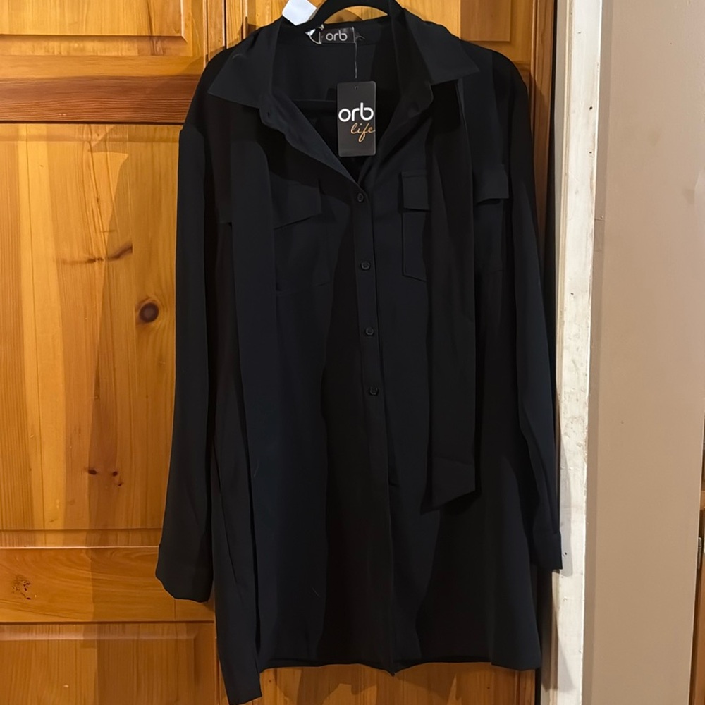 LONG SLEEVE BUTTON DOWN SHIRT DRESS